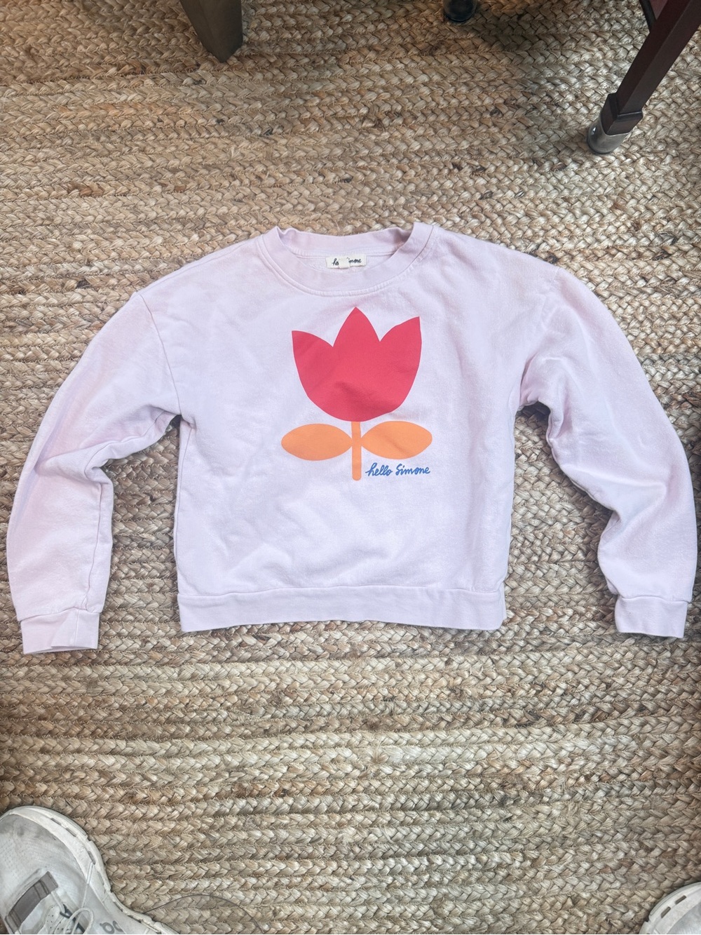 Girls' Lavender Crewneck Sweatshirt with Red Tulip Graphic